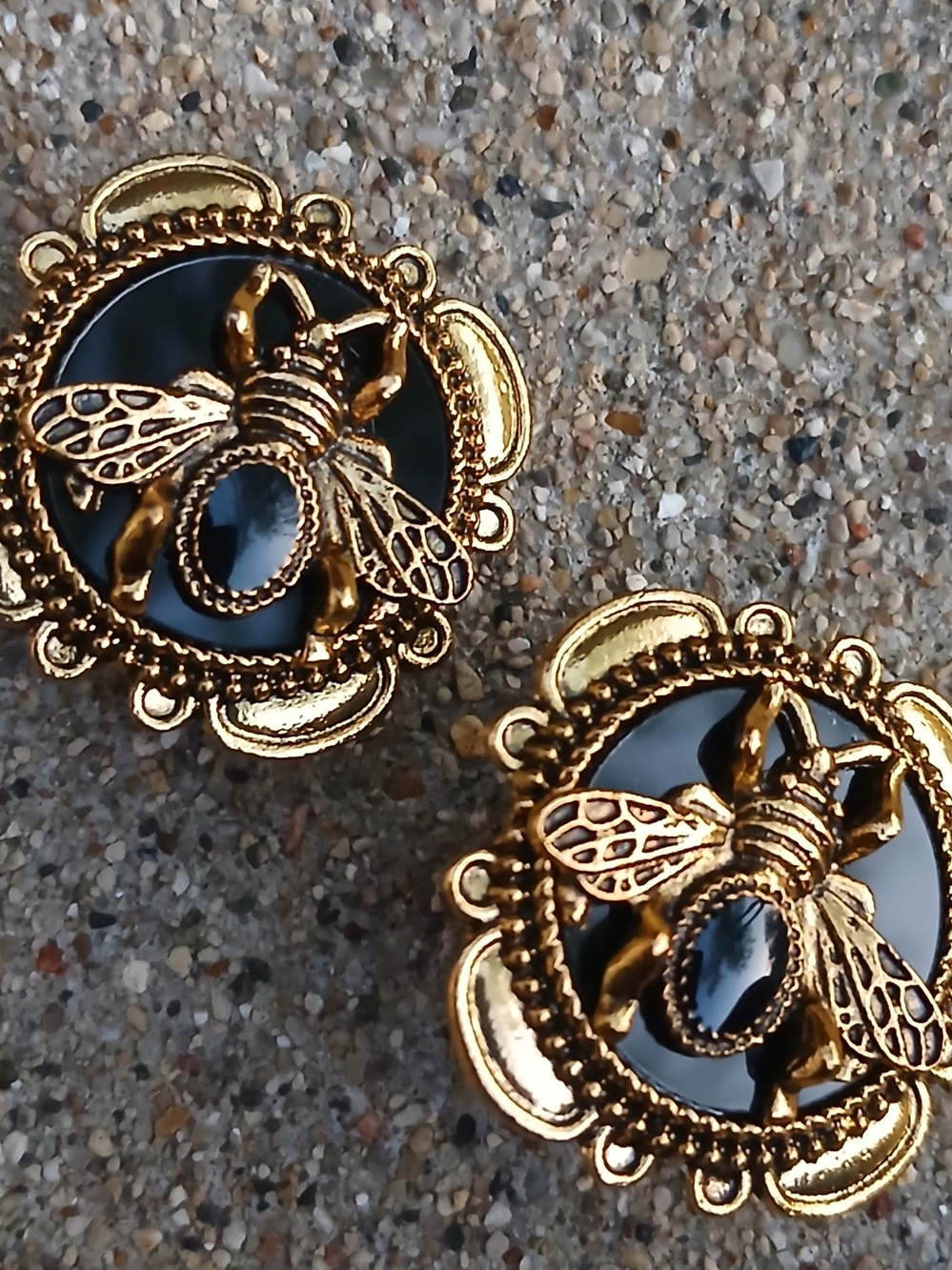 Gold and Black Bee Stud Earrings - Women Jewelry clip On